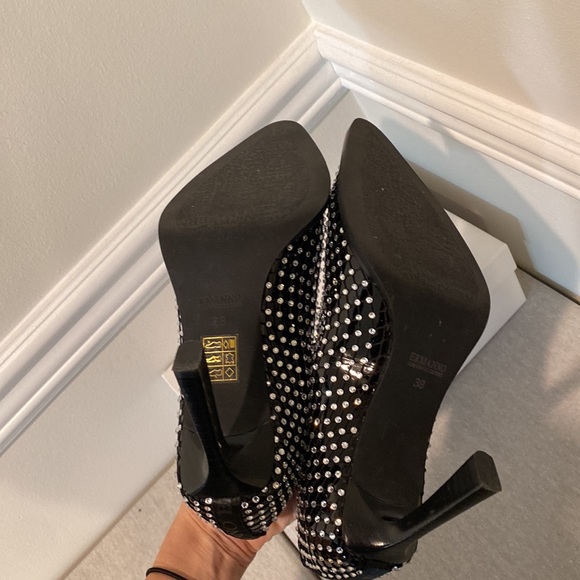 Ermanno Scervino Rhinestone Booties Pointy Heels - Picture 8 of 10